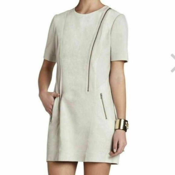 BCBGMaxAzria Dresses & Skirts - BCBGMaxAzria Heather Block Suede Dress Beige Med